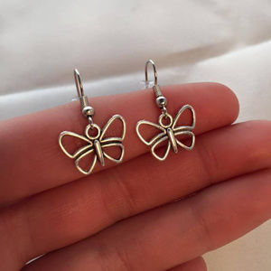 Silver Butterfly Dangle Earrings Hypoallergenic Party Gift